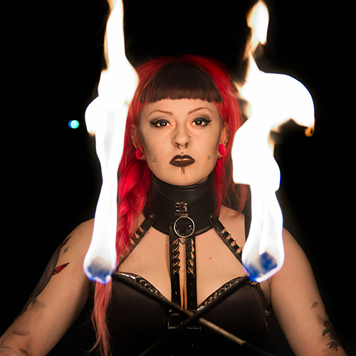 tammi fire eating art showgirl
