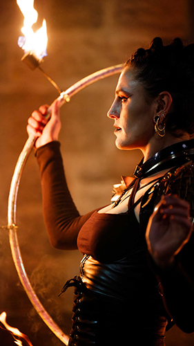 Fire performance at UNSEEN Winter Solstice Fire Festival 2023, event by Dragon Mill, Light Square, Adelaide, photo by Bill J Pearce