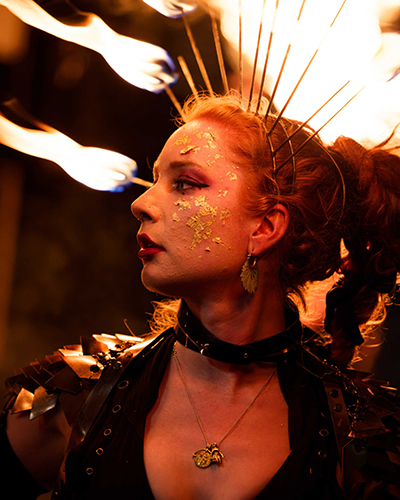Fire performance at UNSEEN Winter Solstice Fire Festival 2023, event by Dragon Mill, Light Square, Adelaide, photo by Bill J Pearce