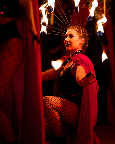 Fire performance at UNSEEN Winter Solstice Fire Festival 2023, event by Dragon Mill, Light Square, Adelaide, photo by Bill J Pearce