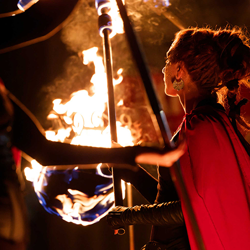 Fire performance at UNSEEN Winter Solstice Fire Festival 2023, event by Dragon Mill, Light Square, Adelaide, photo by Bill J Pearce