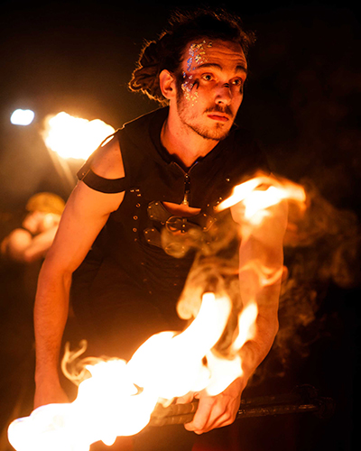 Fire performance at UNSEEN Winter Solstice Fire Festival 2023, event by Dragon Mill, Light Square, Adelaide, photo by Bill J Pearce