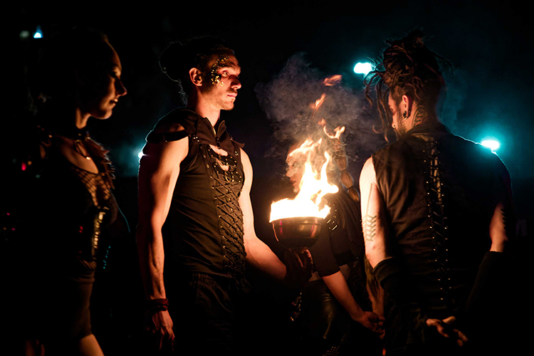 Fire performance at UNSEEN Winter Solstice Fire Festival 2023, event by Dragon Mill, Light Square, Adelaide, photo by Bill J Pearce