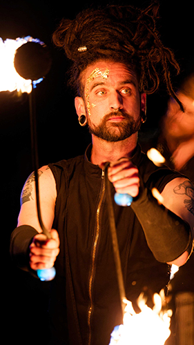 Fire performance at UNSEEN Winter Solstice Fire Festival 2023, event by Dragon Mill, Light Square, Adelaide, photo by Bill J Pearce