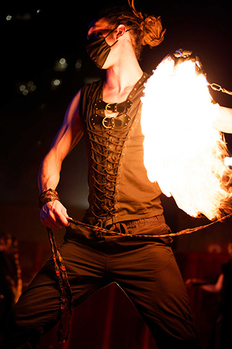 Fire performance at UNSEEN Winter Solstice Fire Festival 2023, event by Dragon Mill, Light Square, Adelaide, photo by Bill J Pearce