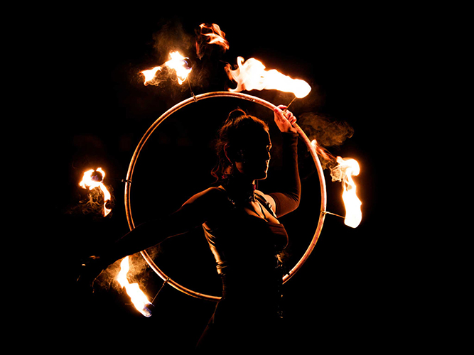 Fire performance at UNSEEN Winter Solstice Fire Festival 2023, event by Dragon Mill, Light Square, Adelaide, photo by Bill J Pearce