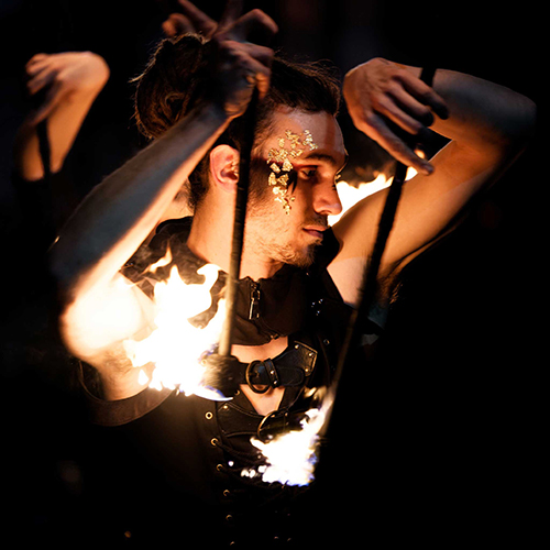 Fire performance at UNSEEN Winter Solstice Fire Festival 2023, event by Dragon Mill, Light Square, Adelaide, photo by Bill J Pearce