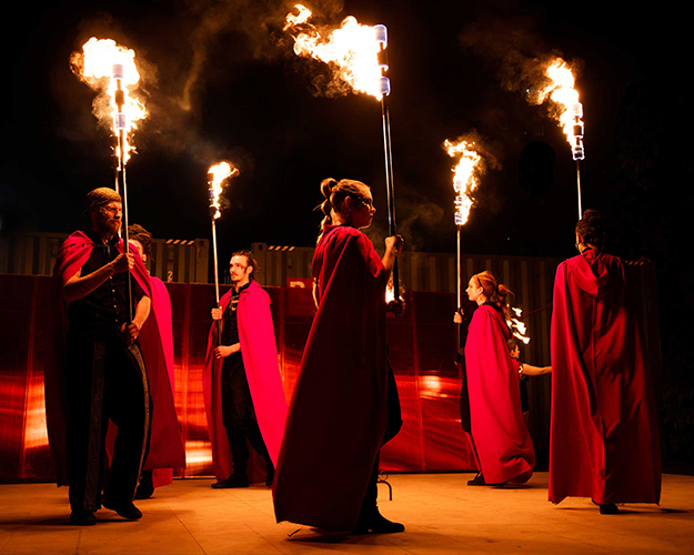 Fire performance at UNSEEN Winter Solstice Fire Festival 2023, event by Dragon Mill, Light Square, Adelaide, photo by Bill J Pearce