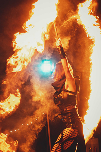 Fire performance at EMPYRE Fire Festival 2022, event by Dragon Mill, Victoria Square, Adelaide, photo by Castleforge Photography