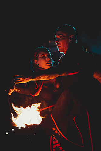 Fire performance at EMPYRE Fire Festival 2022, event by Dragon Mill, Victoria Square, Adelaide, photo by Castleforge Photography