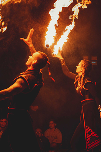 Fire performance at EMPYRE Fire Festival 2022, event by Dragon Mill, Victoria Square, Adelaide, photo by Castleforge Photography