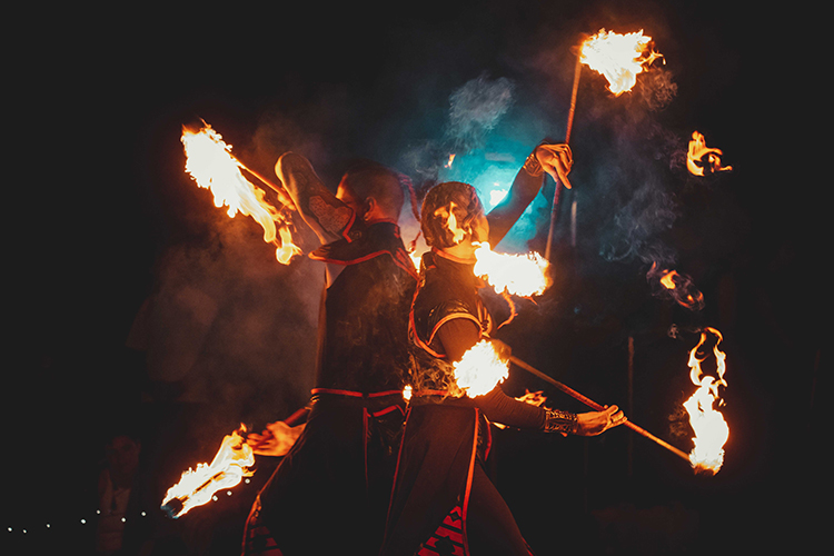 Fire performance at EMPYRE Fire Festival 2022, event by Dragon Mill, Victoria Square, Adelaide, photo by Castleforge Photography