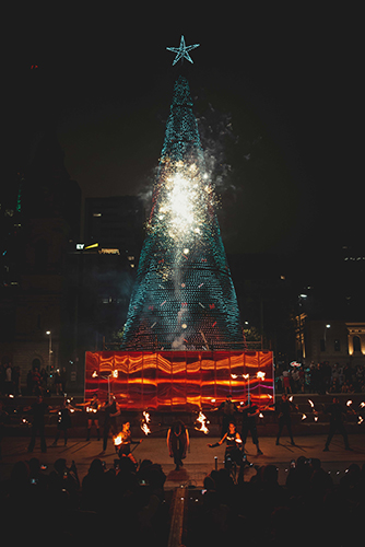 Fire performance at EMPYRE Fire Festival 2022, event by Dragon Mill, Victoria Square, Adelaide, photo by Castleforge Photography