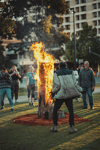 Fire performance at EMPYRE Fire Festival 2022, event by Dragon Mill, Victoria Square, Adelaide, photo by Castleforge Photography
