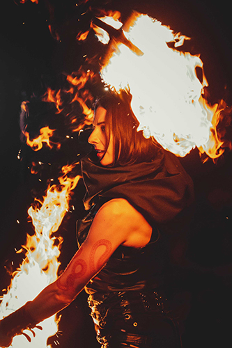 Fire performance at EMPYRE Fire Festival 2022, event by Dragon Mill, Victoria Square, Adelaide, photo by Castleforge Photography