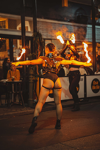 Fire performance at UNSEEN Winter Solstice Fire Festival 2023, event by Dragon Mill, Light Square, Adelaide, photo by Castleforge Photography