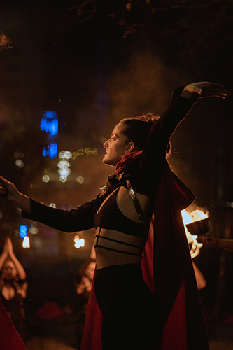 Fire performance at UNSEEN Winter Solstice Fire Festival 2023, event by Dragon Mill, Peel Street, Adelaide, photo by Josh Dostal