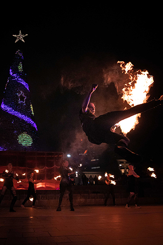 Fire performance at EMPYRE Fire Festival 2022, event by Dragon Mill, Victoria Square, Adelaide, photo by Tim Hards Photography