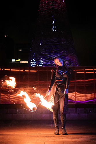 Fire performance at EMPYRE Fire Festival 2022, event by Dragon Mill, Victoria Square, Adelaide, photo by Tim Hards Photography