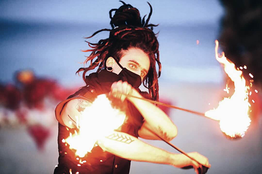 Fire Art Poi Pyeongchang Winter Olympic Cultural Event - Fire Art Festa - Gyeongpo beach, South Korea, Gangneung