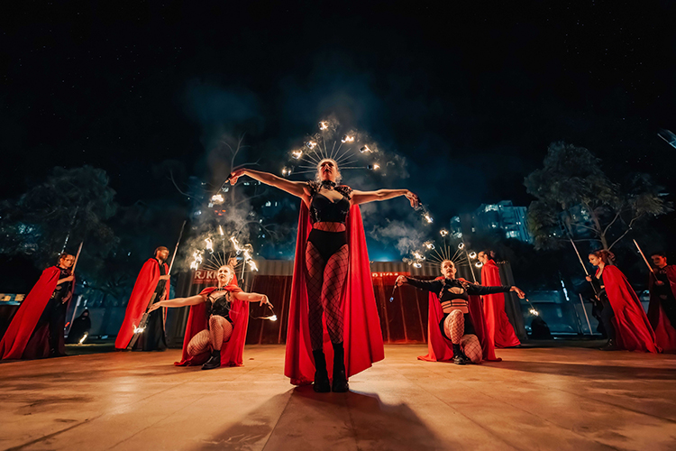 Fire performance at UNSEEN Winter Solstice Fire Festival 2023, event by Dragon Mill, Light Square and West End, Adelaide, photo by TYR.Explorer