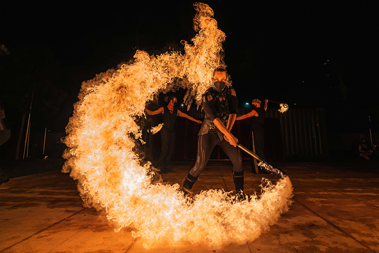Fire performance at UNSEEN Winter Solstice Fire Festival 2023, event by Dragon Mill, Light Square and West End, Adelaide, photo by TYR.Explorer