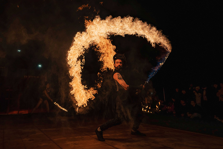 Fire performance at UNSEEN Winter Solstice Fire Festival 2023, event by Dragon Mill, Light Square and West End, Adelaide, photo by TYR.Explorer
