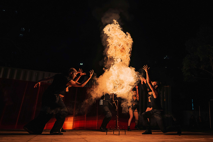 Fire performance at UNSEEN Winter Solstice Fire Festival 2023, event by Dragon Mill, Light Square and West End, Adelaide, photo by TYR.Explorer