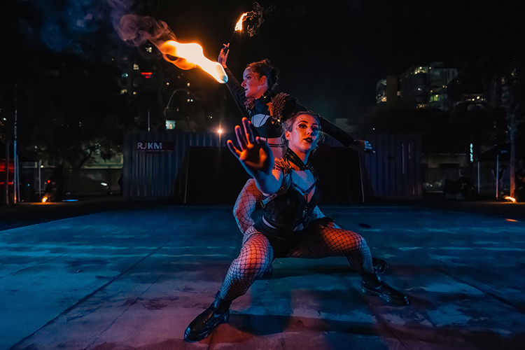 Fire performance at UNSEEN Winter Solstice Fire Festival 2023, event by Dragon Mill, Light Square and West End, Adelaide, photo by TYR.Explorer
