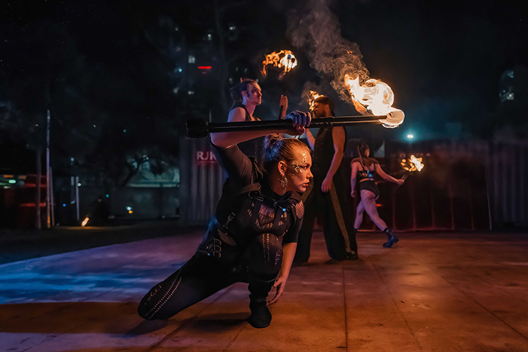 Fire performance at UNSEEN Winter Solstice Fire Festival 2023, event by Dragon Mill, Light Square and West End, Adelaide, photo by TYR.Explorer