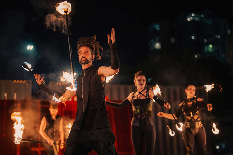 Fire performance at UNSEEN Winter Solstice Fire Festival 2023, event by Dragon Mill, Light Square and West End, Adelaide, photo by TYR.Explorer