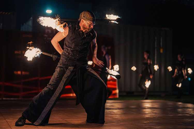 Fire performance at UNSEEN Winter Solstice Fire Festival 2023, event by Dragon Mill, Light Square and West End, Adelaide, photo by TYR.Explorer