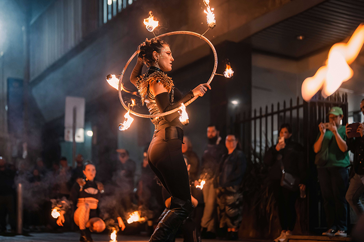 Fire performance at UNSEEN Winter Solstice Fire Festival 2023, event by Dragon Mill, Light Square and West End, Adelaide, photo by TYR.Explorer