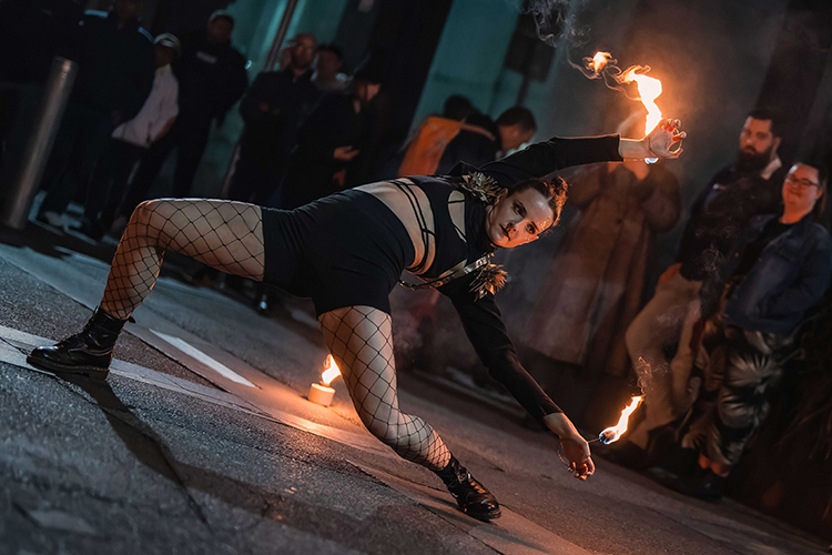 Fire performance at UNSEEN Winter Solstice Fire Festival 2023, event by Dragon Mill, Light Square and West End, Adelaide, photo by TYR.Explorer